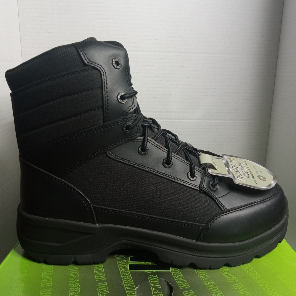 Interceptor Force 2.0 Black Steel Safety Toe Wide Work Boots Men's Size 12
